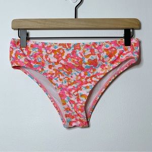 Oakley Pink Blue Striped Abstract Swim Bikini Bottoms - Small